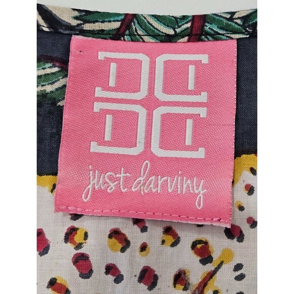 Just Darving Jungly Kaftan Dress Navy Exotic Animal Print & Palm Leaves One Size - Picture 15 of 15